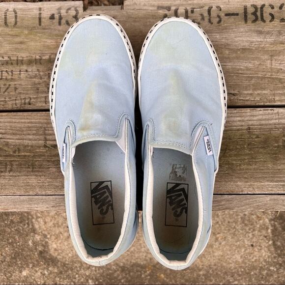Vans Classic Slip On Check Foxing pale blue sneakers M8/W9.5 - Picture 8 of 8